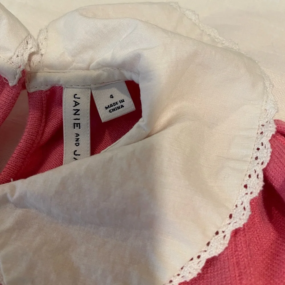 Janie and Jack Pink sweater Dress with White Collar